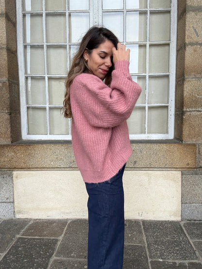 Pull en maille Jade vieux rose