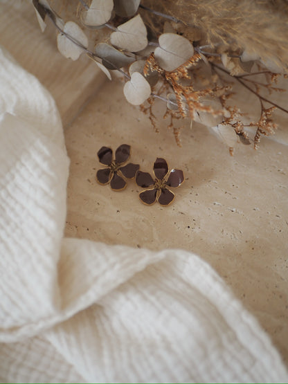 Boucles d'oreille mini Magnolia bordeaux