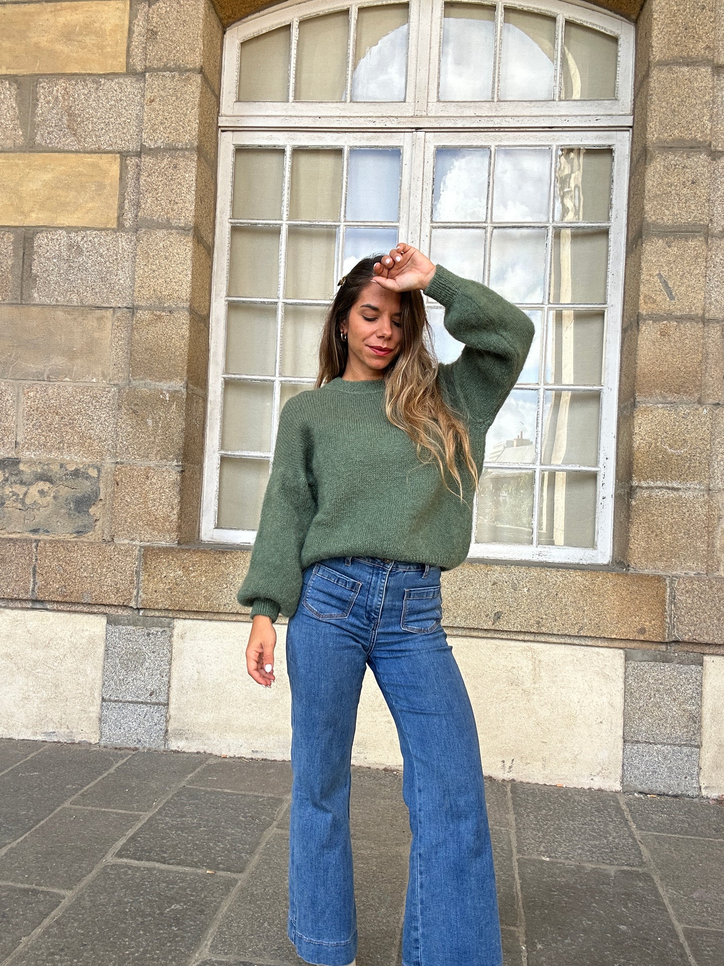 Maille en mohair et laine Gaia kaki