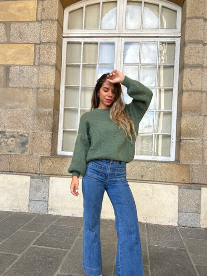 Maille en mohair et laine Gaia kaki