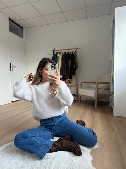 Maille en mohair et laine Gaia blanche