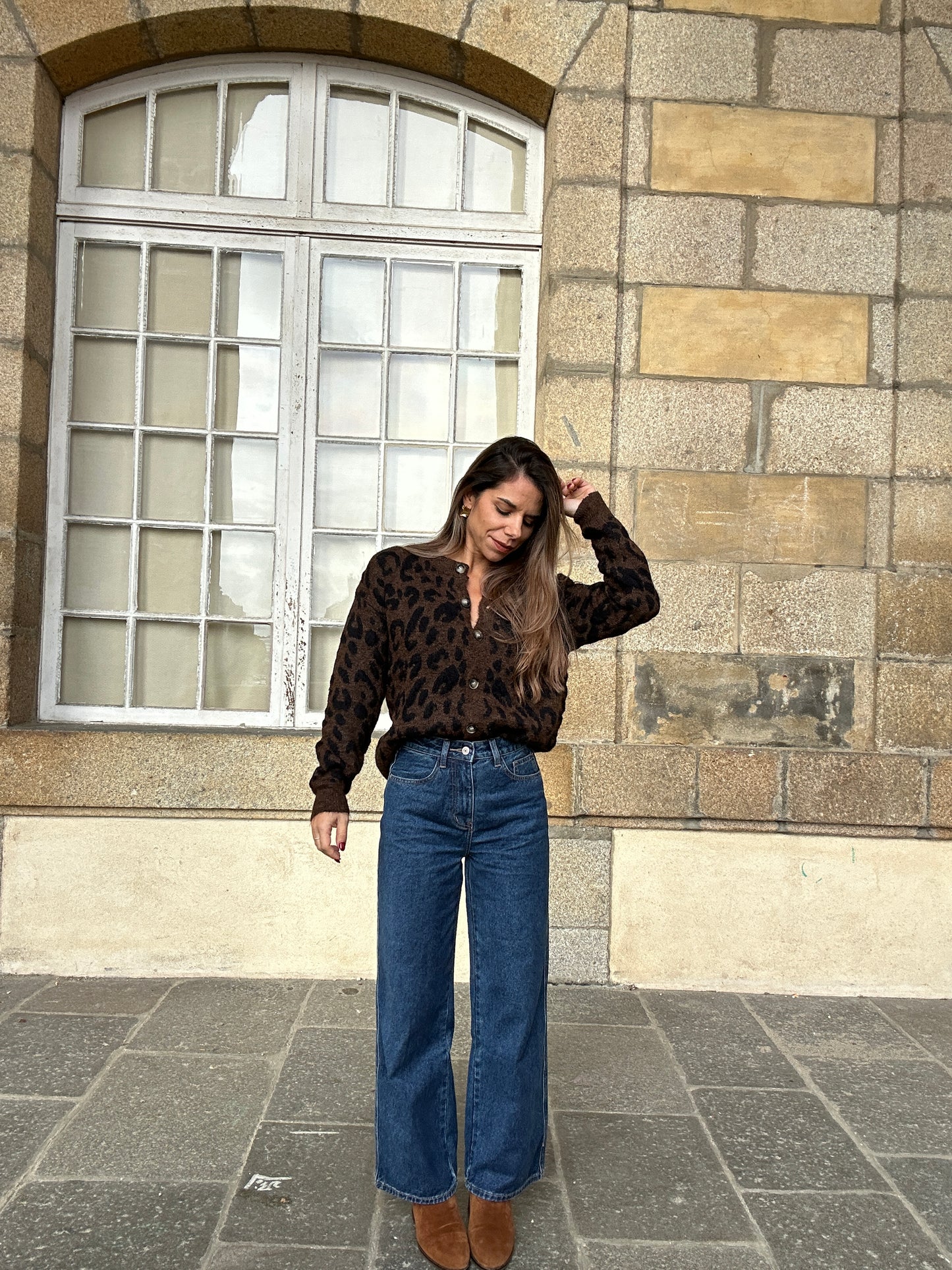 Cardigan léopard Camille marron