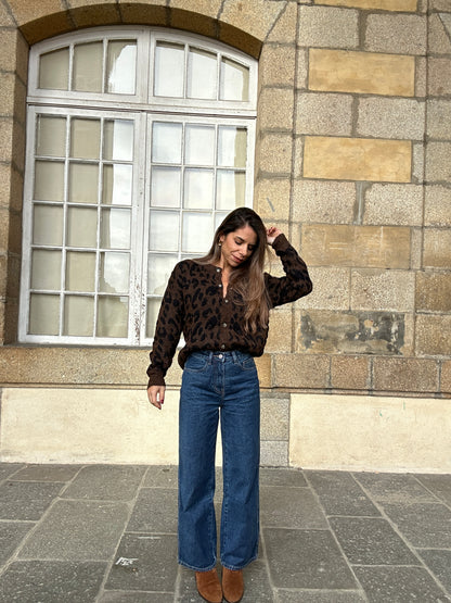 Cardigan léopard Camille marron