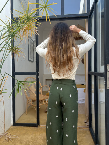 Pantalon fluide Lola kaki