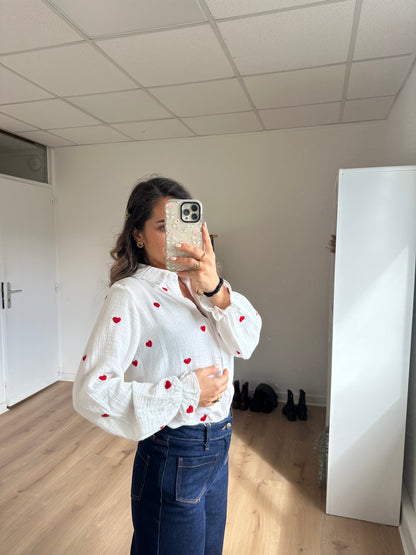 Blouse Victoire cœur en gaze de coton