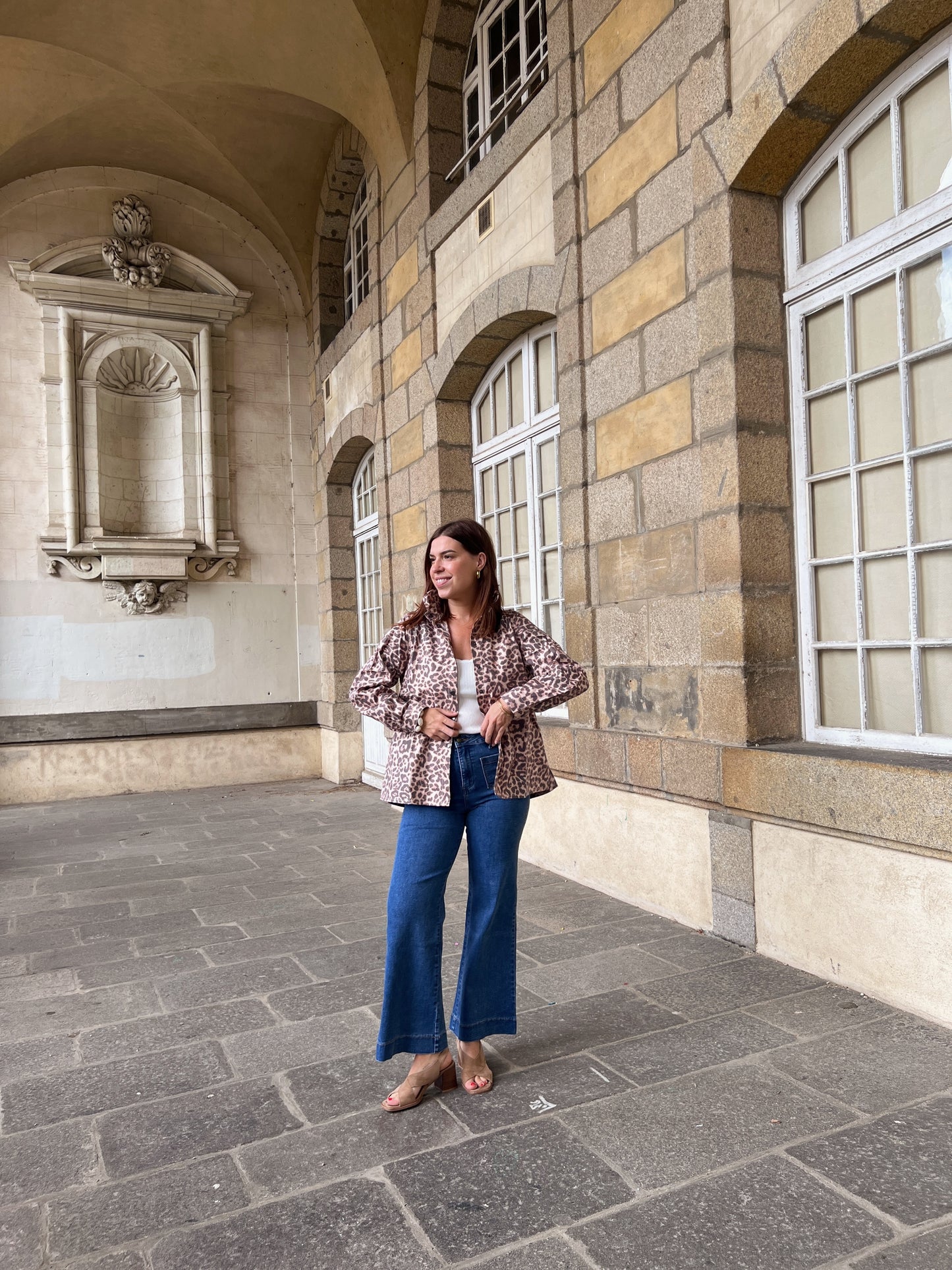 Veste en jean Céleste Léopard