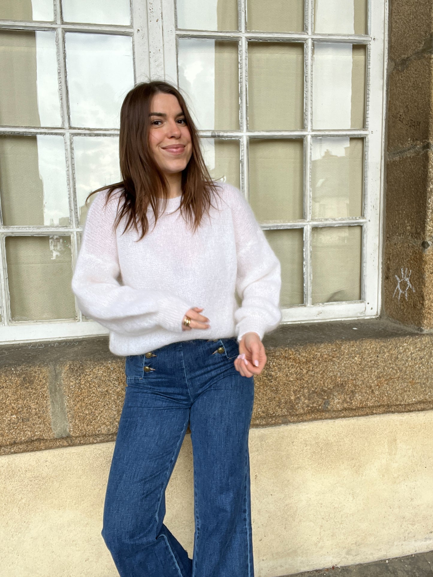 Maille en mohair et laine Gaia blanche