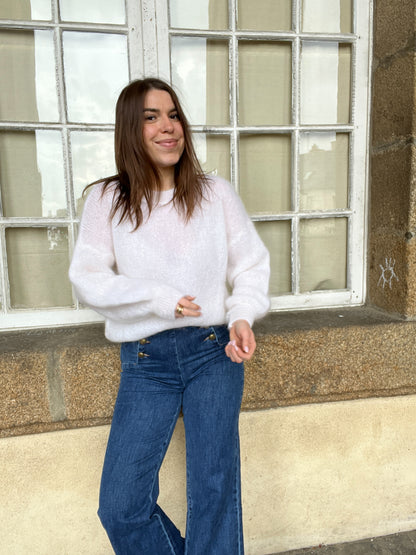 Maille en mohair et laine Gaia blanche