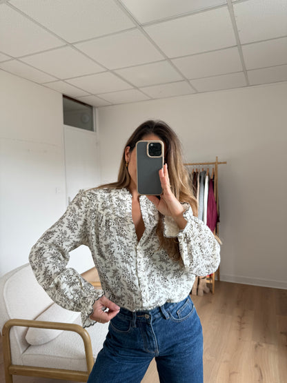 Blouse fleurie Amélia chocolat