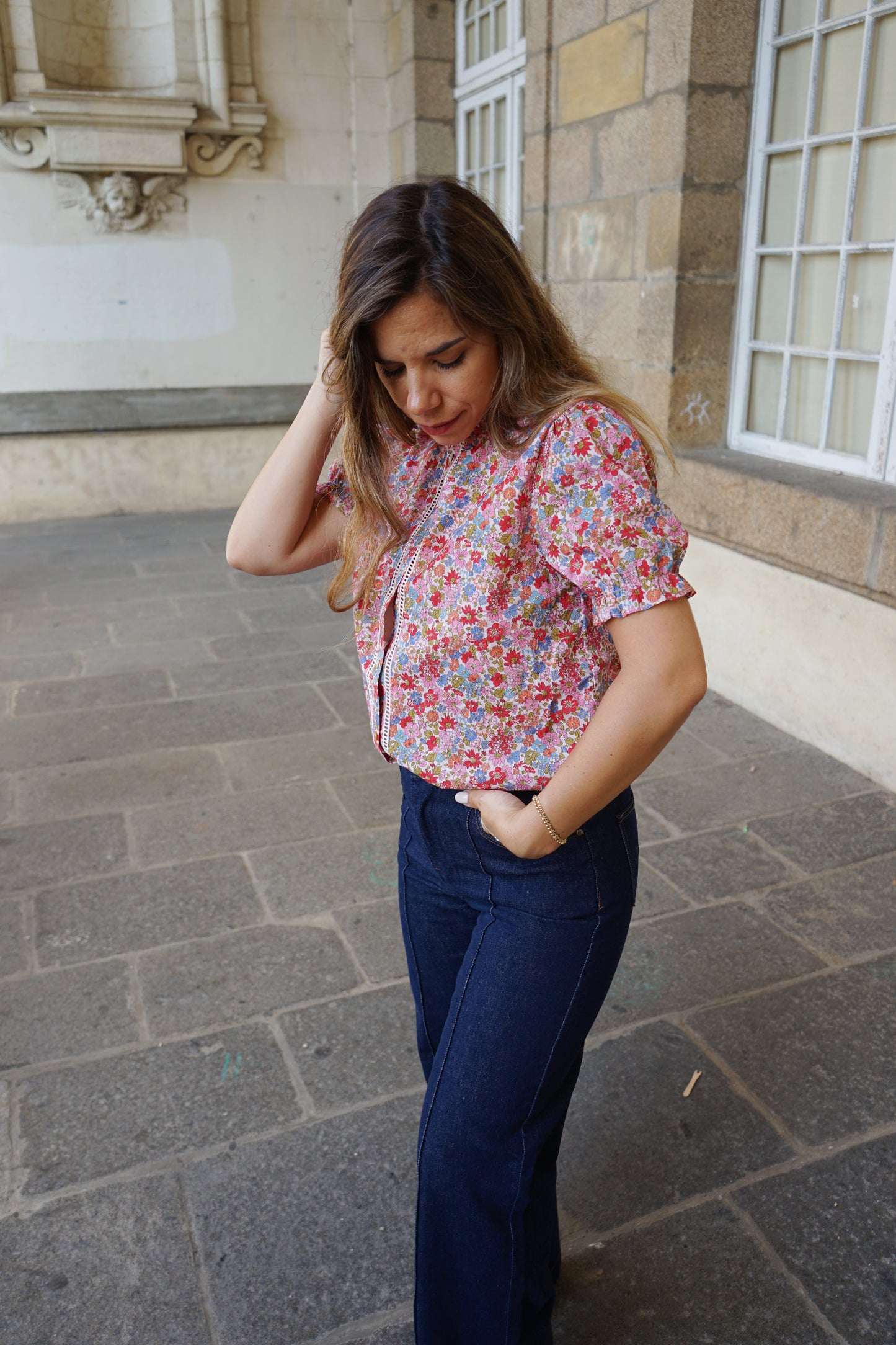 Blouse liberty à manches courtes Apolline