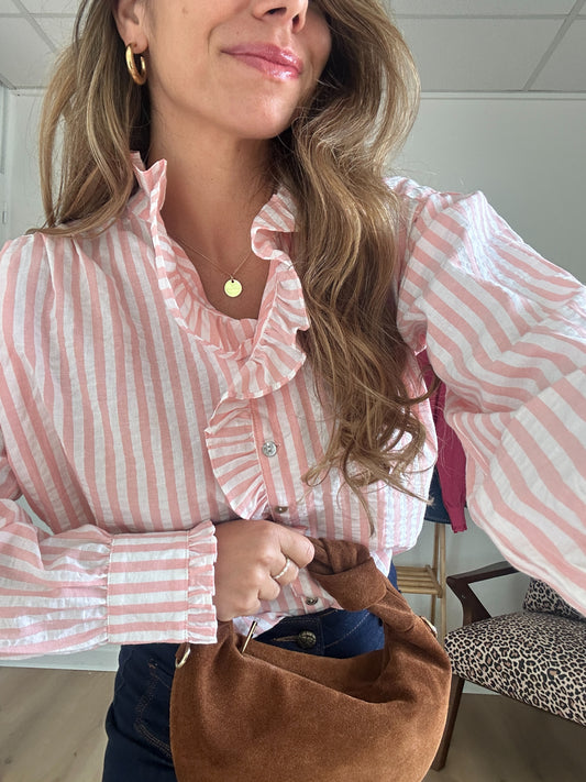Chemise à rayures roses et blanches Rosa