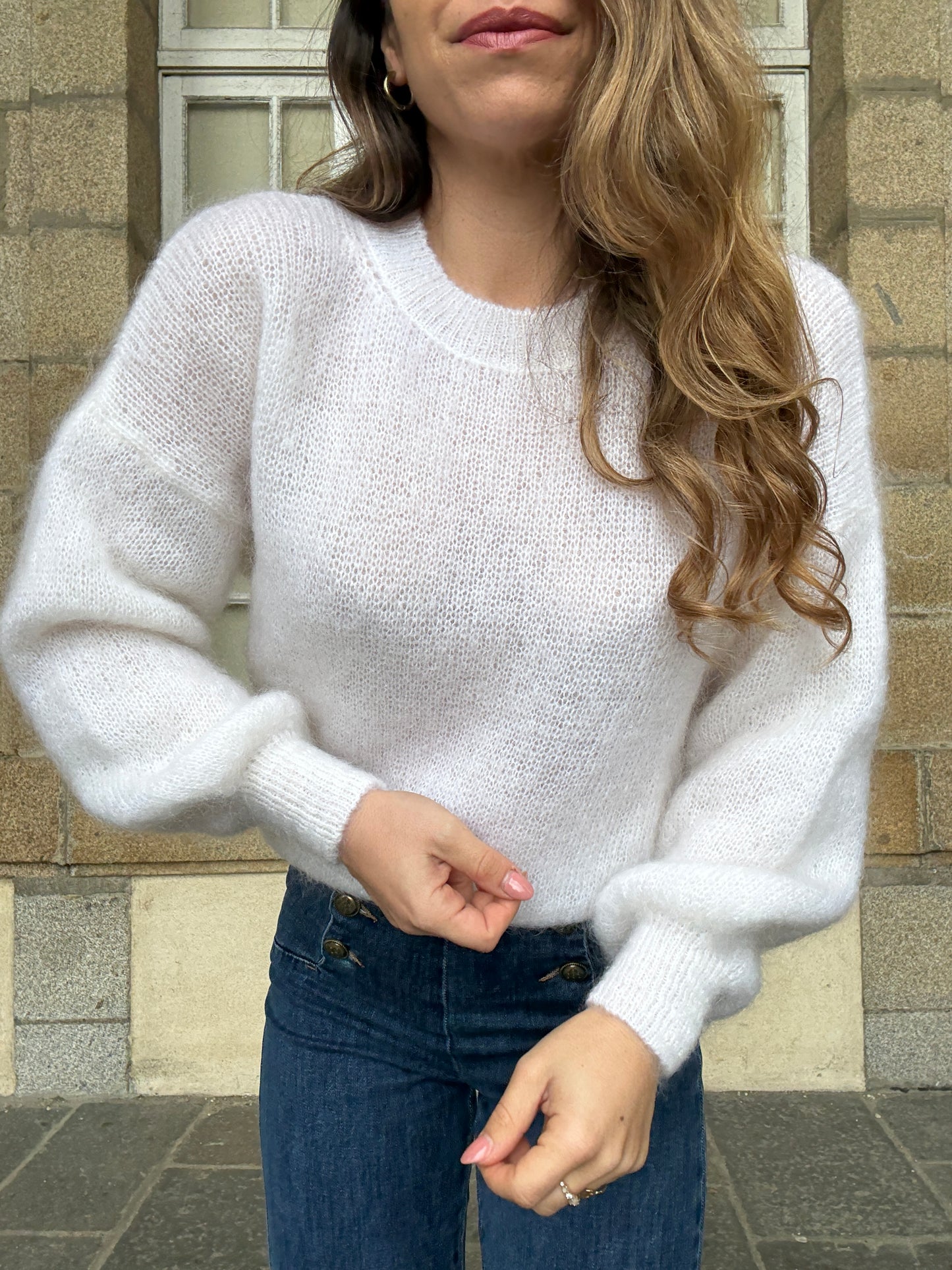 Maille en mohair et laine Gaia blanche