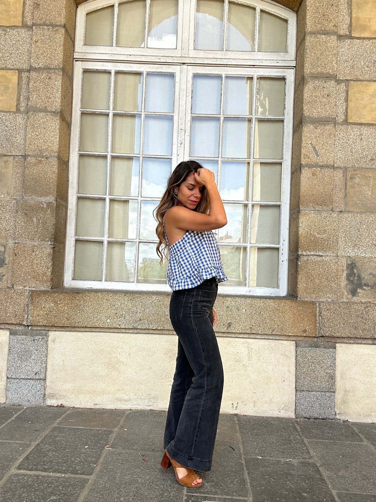 Top Callie vichy bleu marine