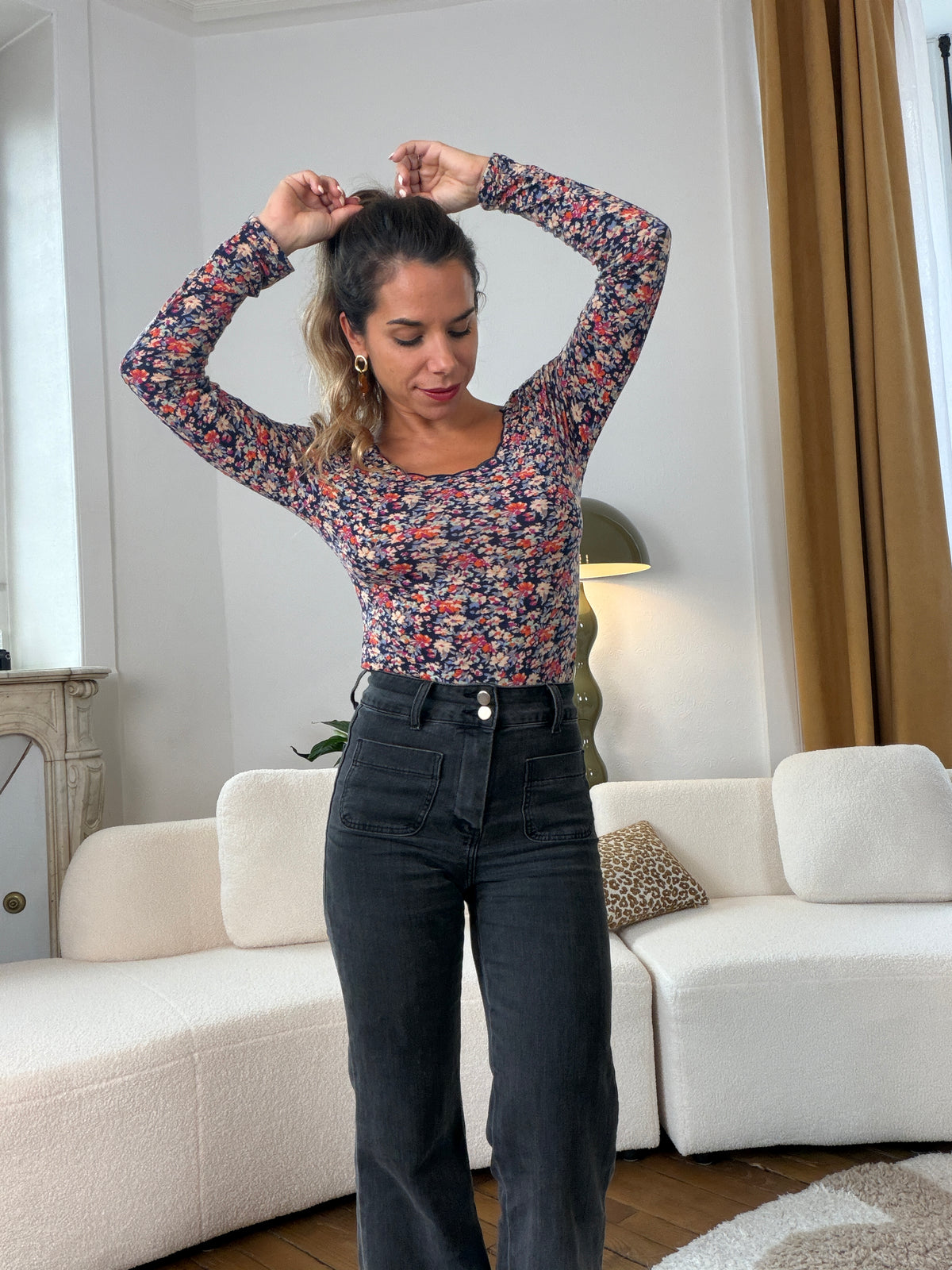 Body Martha fleuri bleu marine