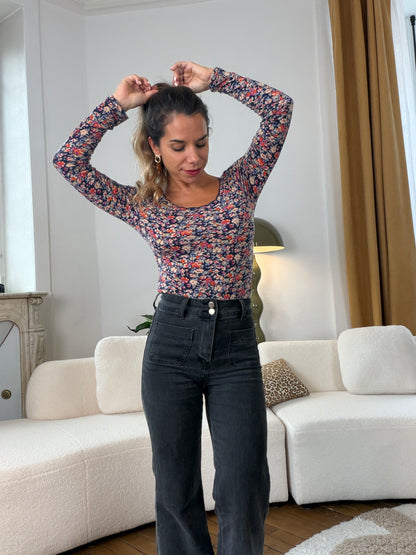 Body Martha fleuri bleu marine