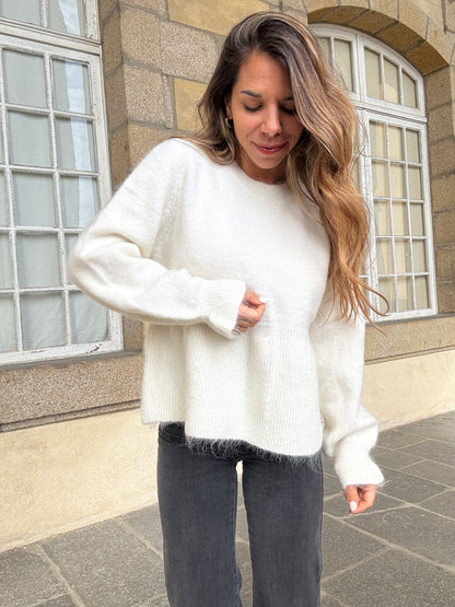 Pull peplum Elia écrue