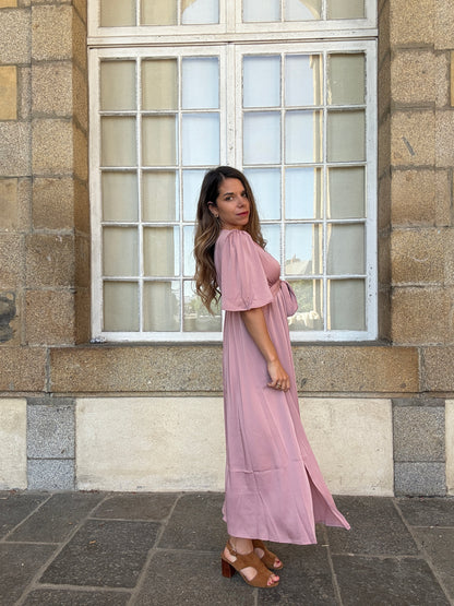 Robe longue Suzy vieux rose