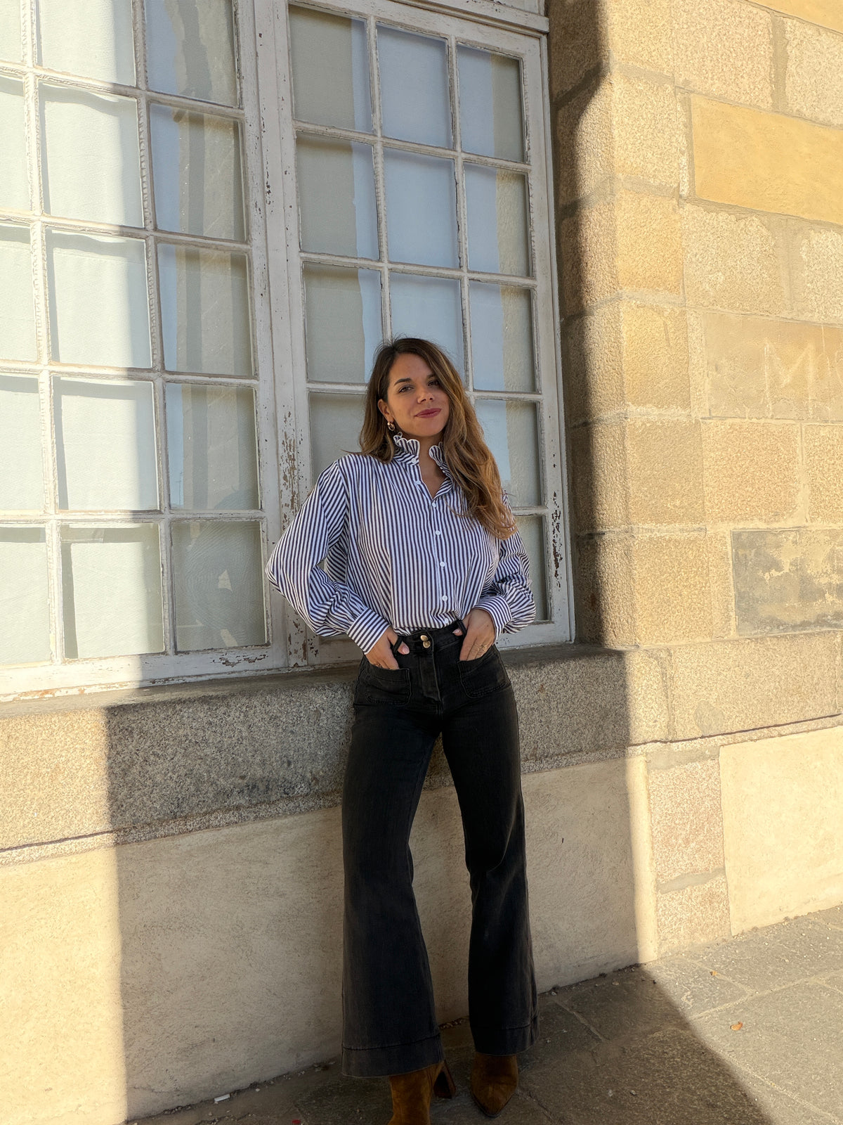 Chemise rayée bleu marine Elise
