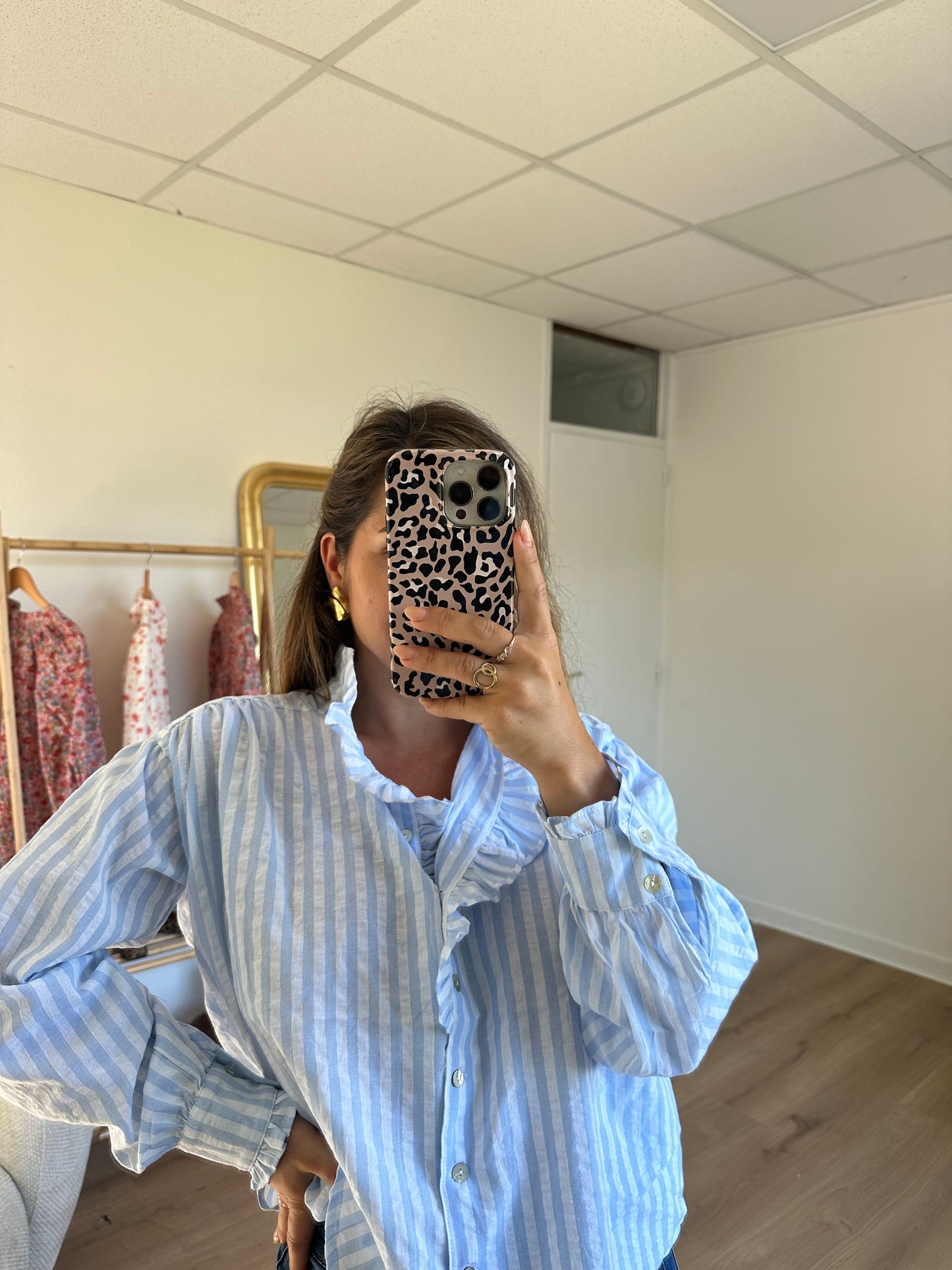 Chemise à rayures bleues et blanches Rosa