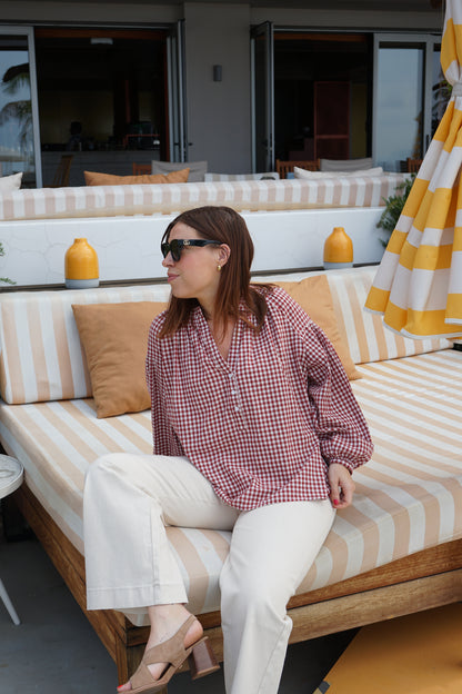 Blouse vichy rouge Clothilde