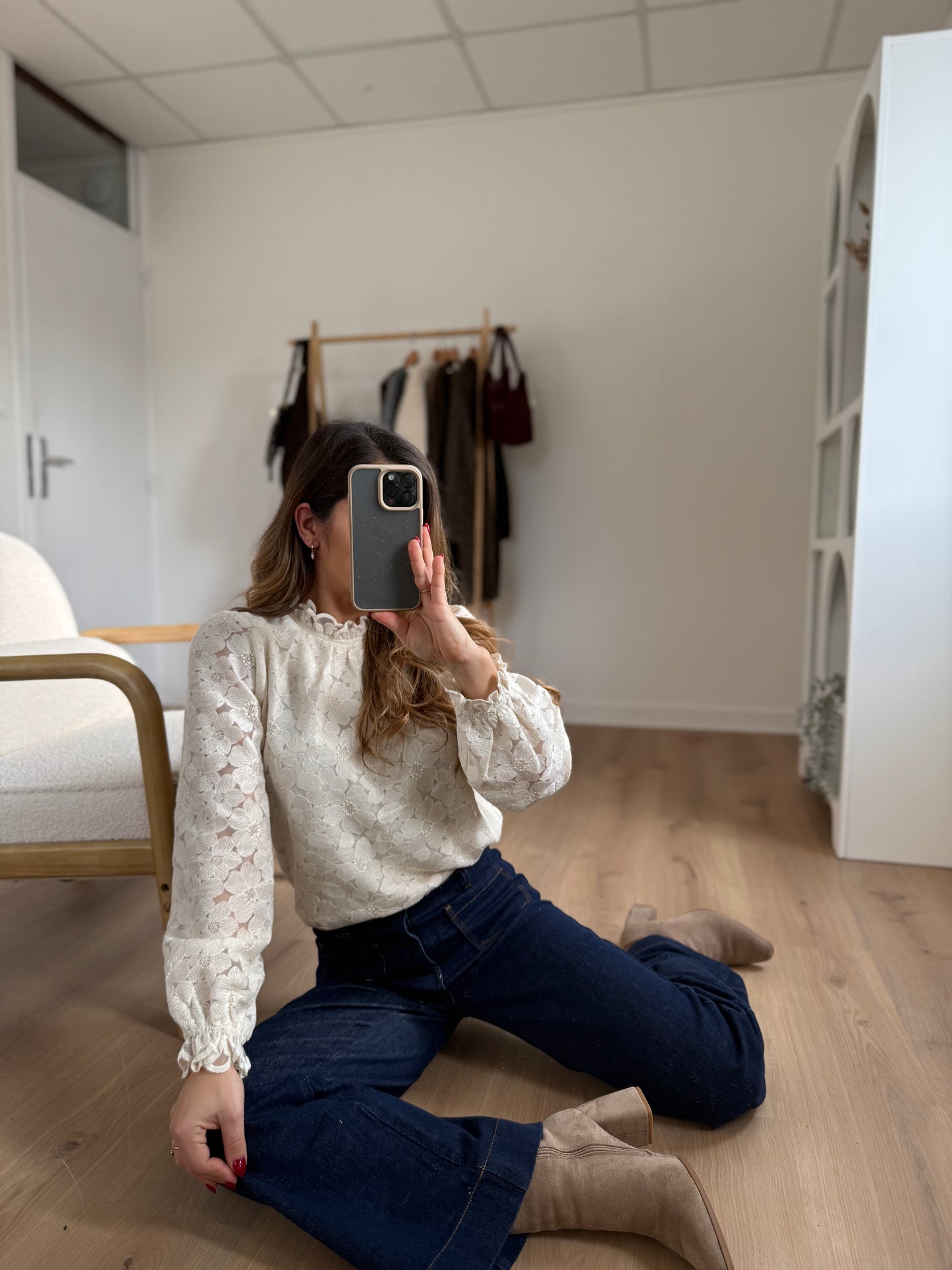 Blouse en dentelle écrue Alma