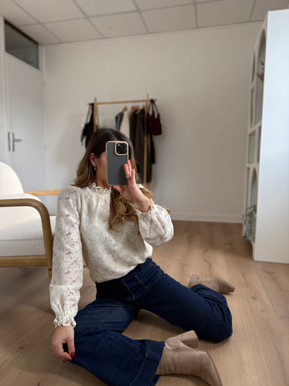 Blouse en dentelle écrue Alma