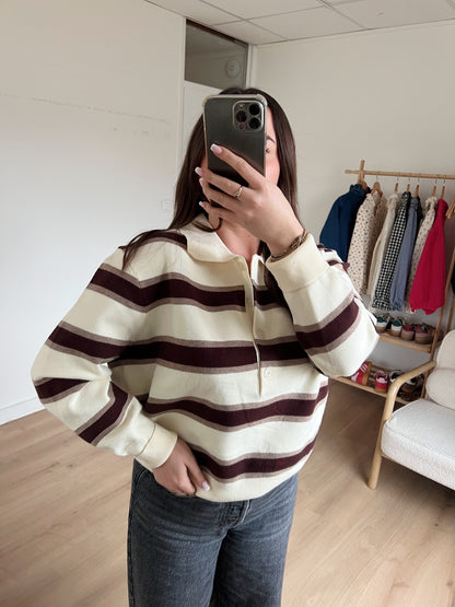 Polo à rayures Marine chocolat