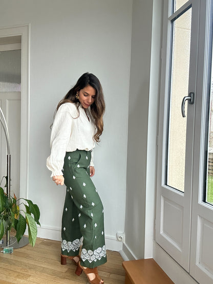 Pantalon fluide Lola kaki