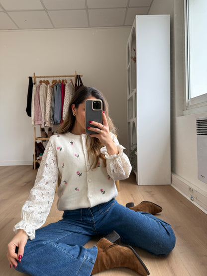 Pull sans manches fleuri Lina