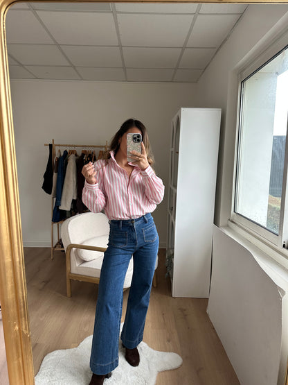 Blouse à rayures Colette roses et blanches