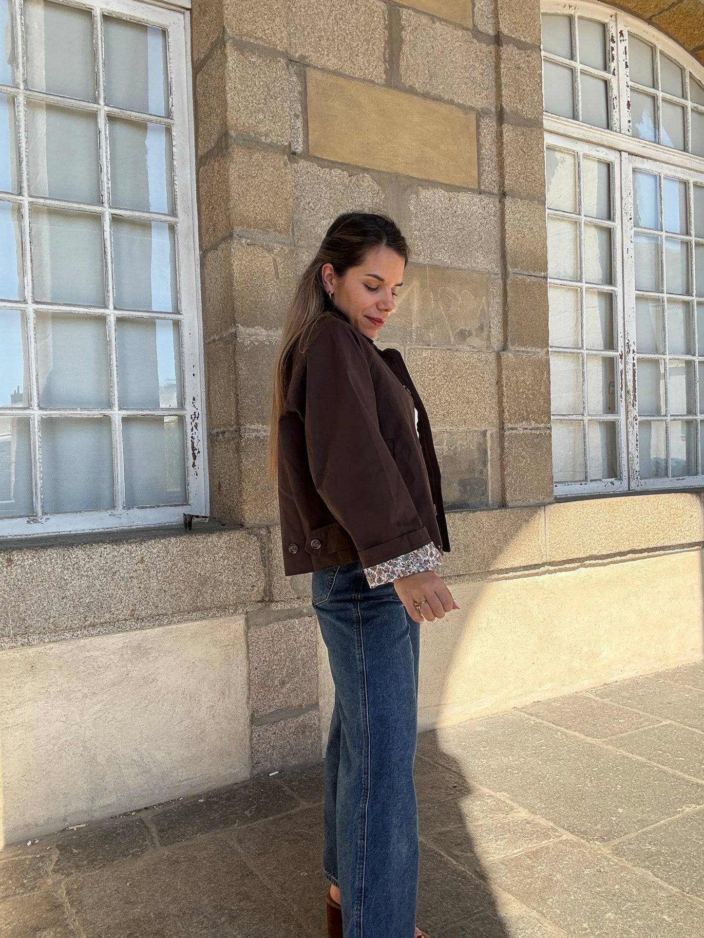 Veste trench Edith en coton Liberty marron
