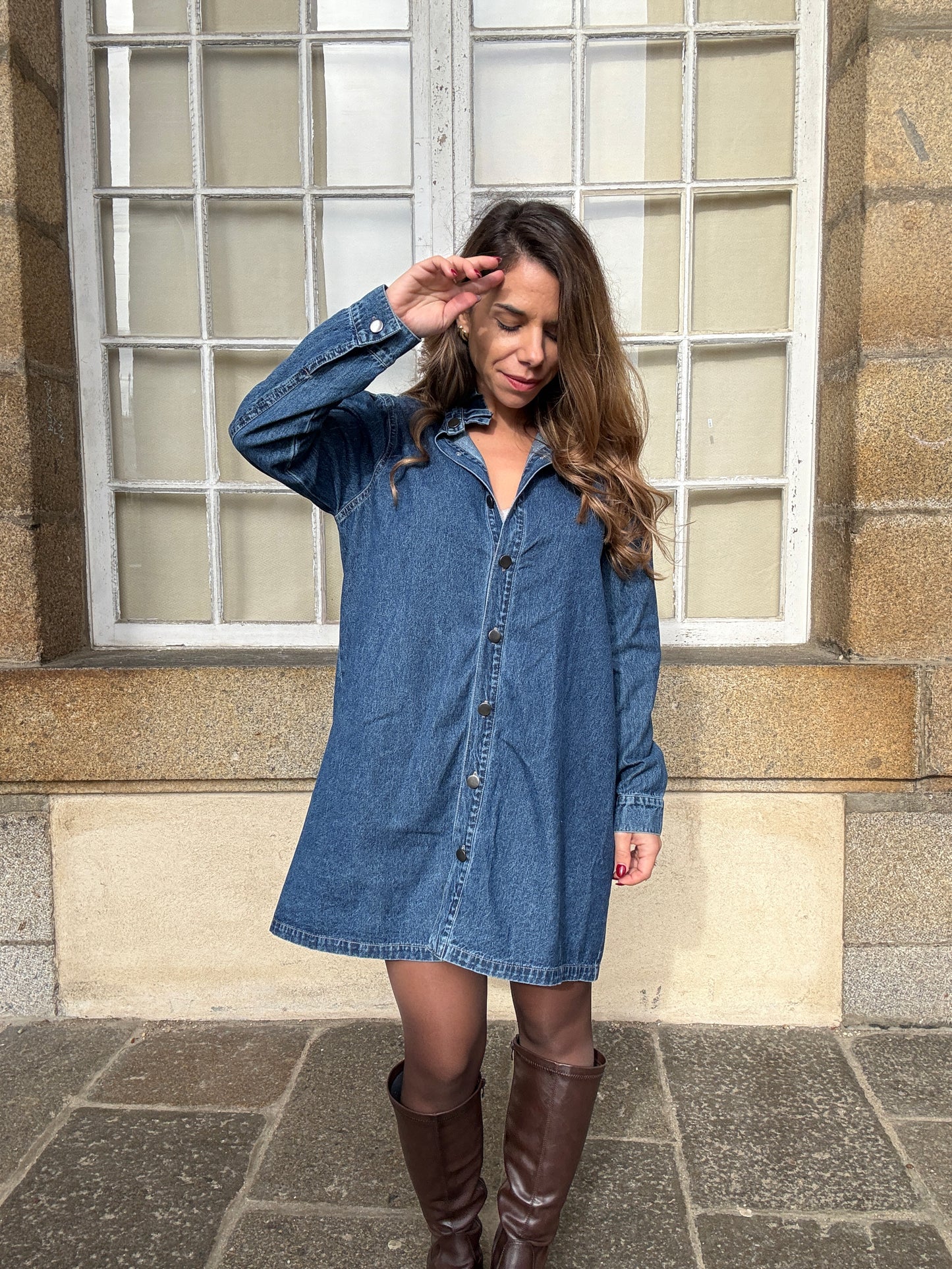 Robe en Jean Marion à manches longues