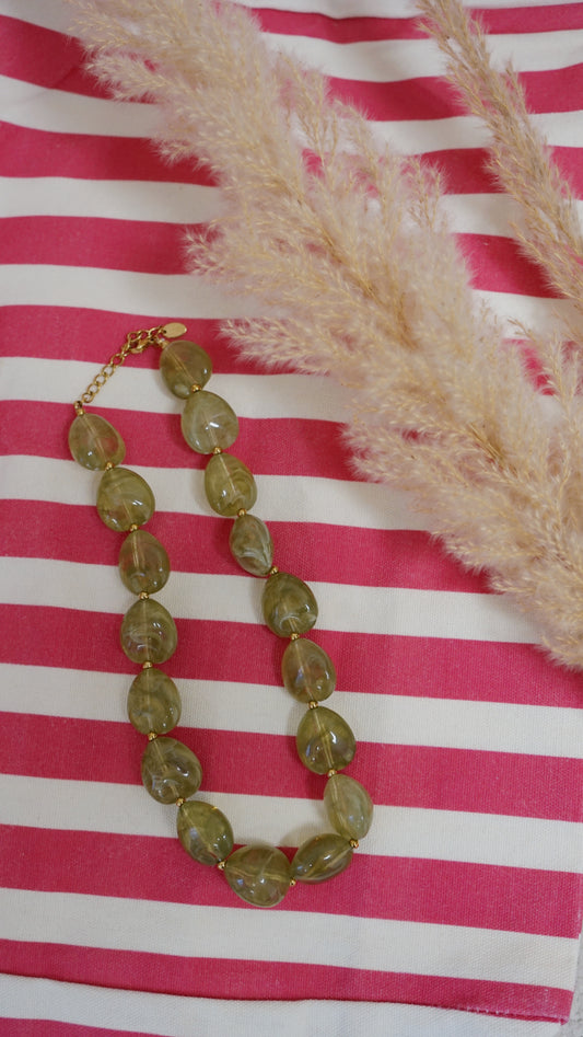 Collier perles Solal olive