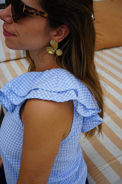 Top Ellie vichy bleu ciel