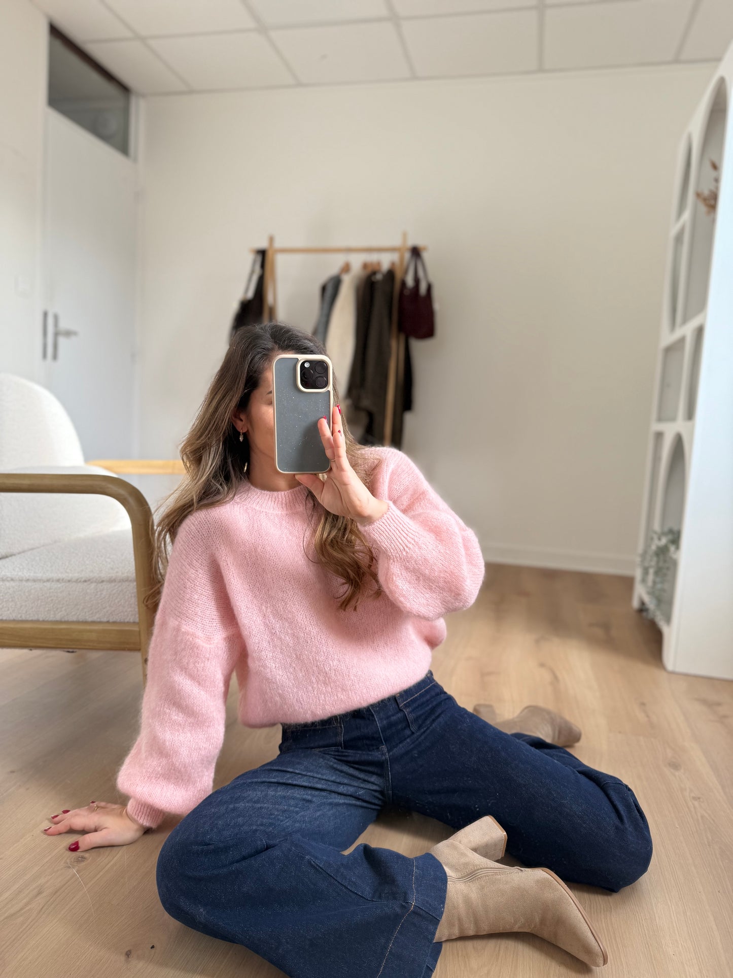 Maille en mohair et laine Gaia baby pink