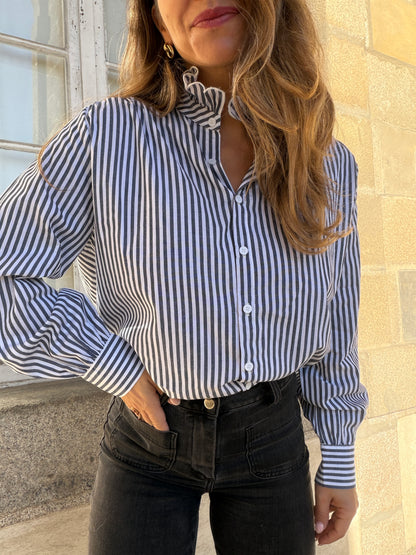 Chemise rayée bleu marine Elise