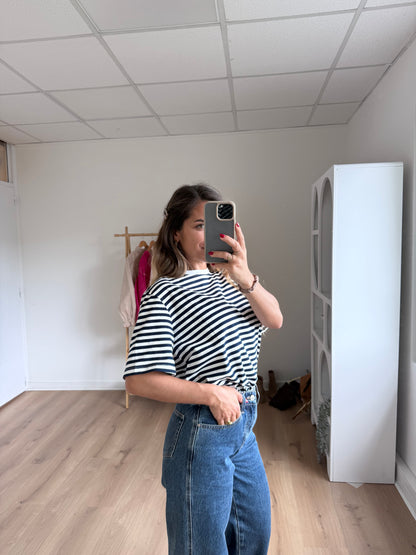 Tee-shirt rayé bleu marine Jules