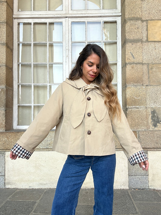 Veste à capuche amovible Garance beige