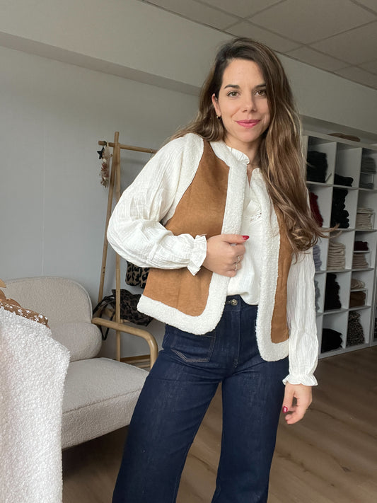 Gilet berger sans manches camel Mahaut