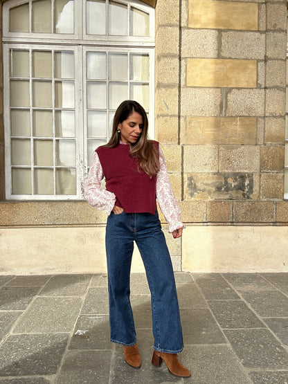 Pull sans manches Isaure Bordeaux