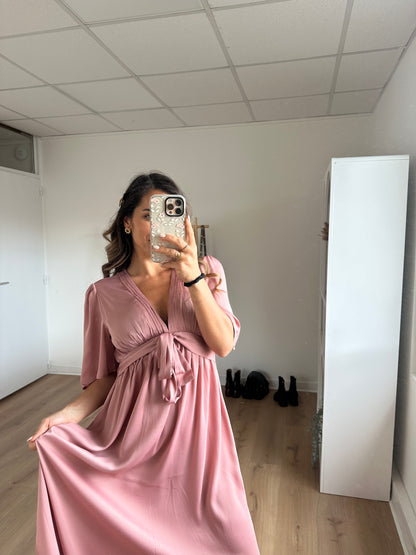 Robe longue Suzy vieux rose