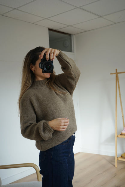 Pull en maille à col rond Hortense taupe