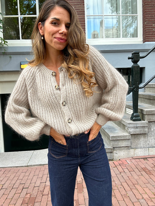 Cardigan beige chiné Honorine