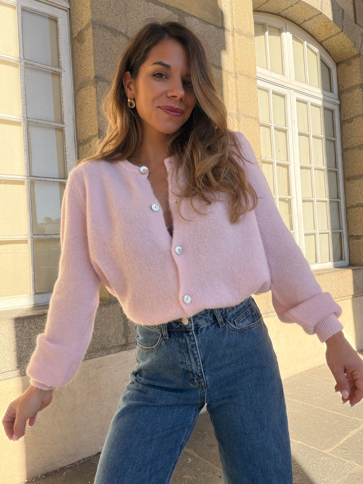Maille en laine Léonie Rose poudré