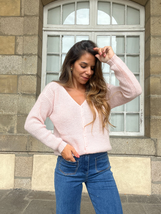 Cardigan en laine rose Alice