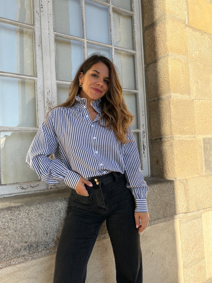 Chemise rayée bleu marine Elise