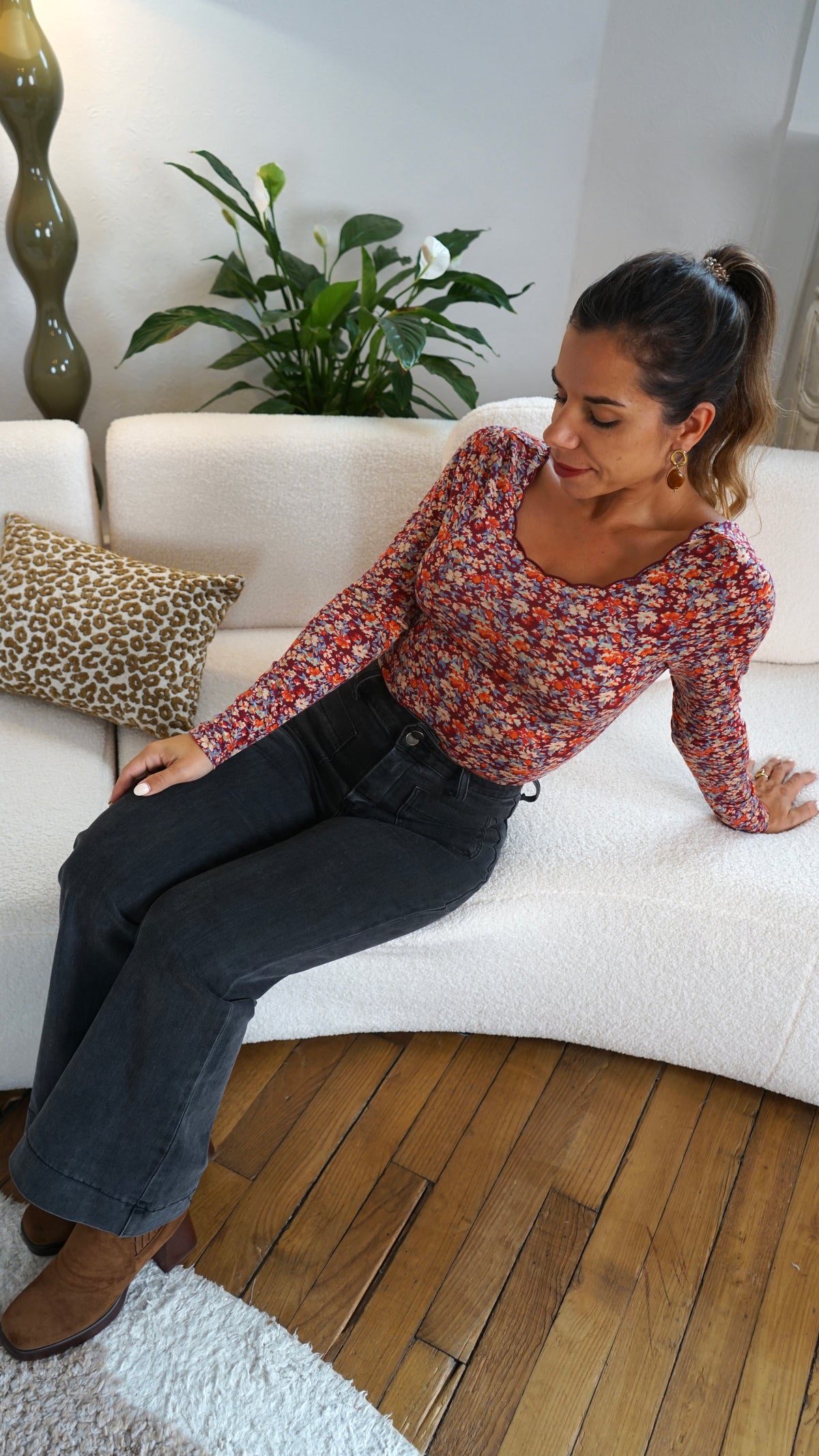 Body Martha fleuri bordeaux