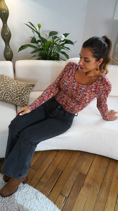 Body Martha fleuri bordeaux