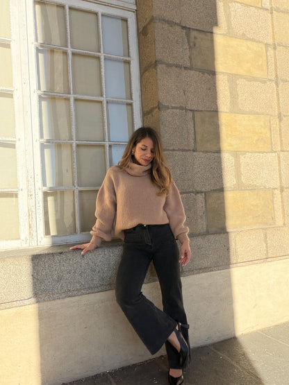 Maille col roulé en mohair et laine Faustine camel