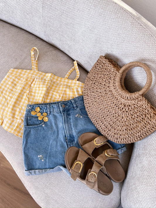 Short en jean fleurie Sofia